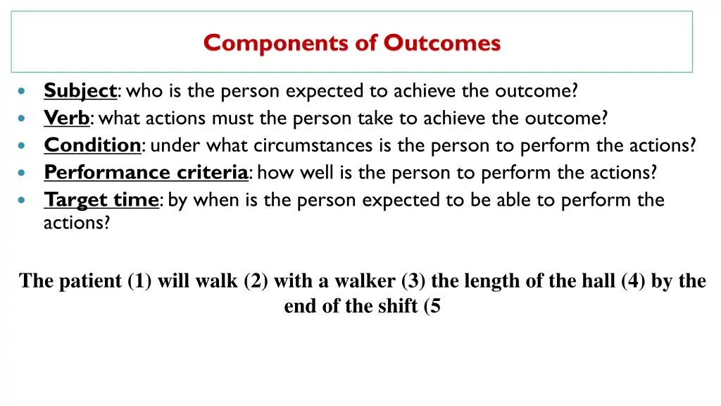 components of outcomes