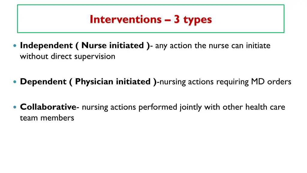 interventions 3 types