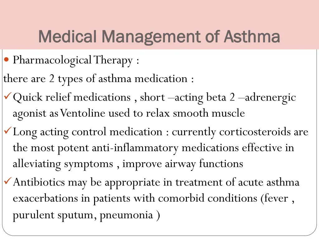 medical management of asthma medical management