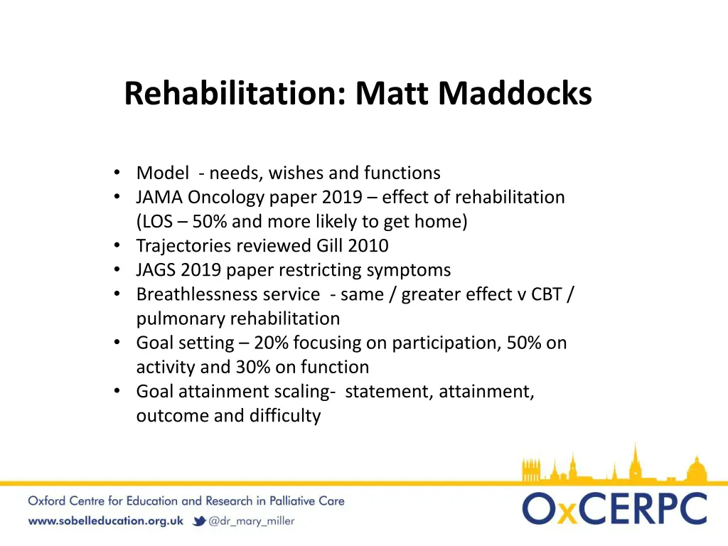 rehabilitation matt maddocks