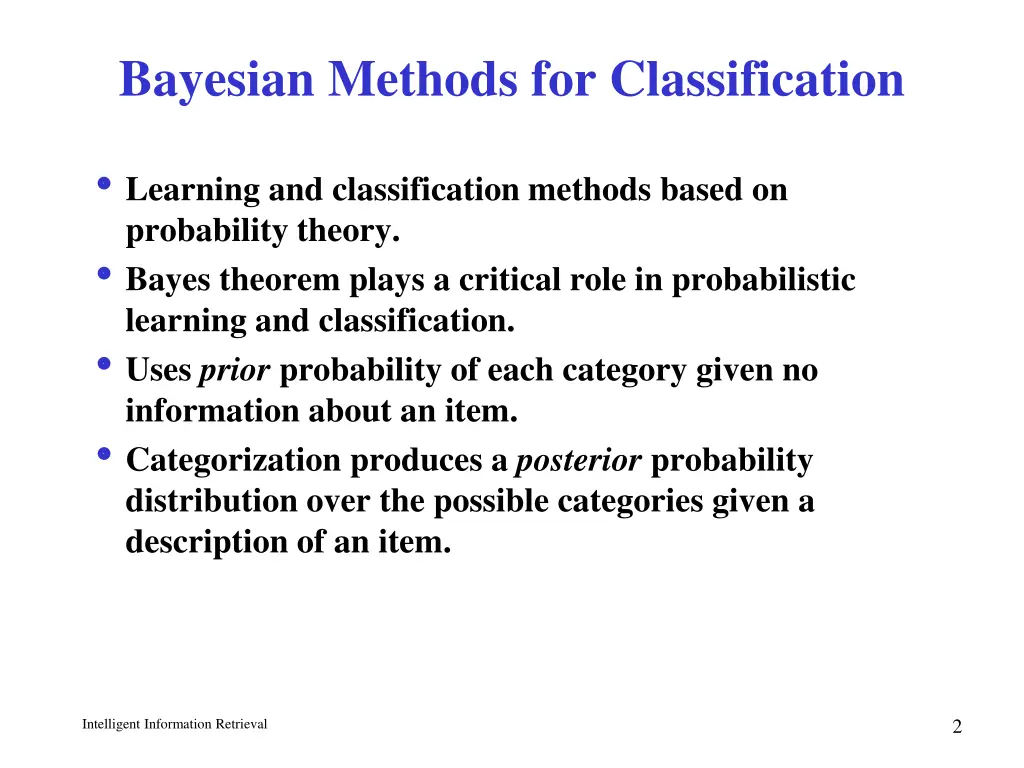 bayesian methods for classification