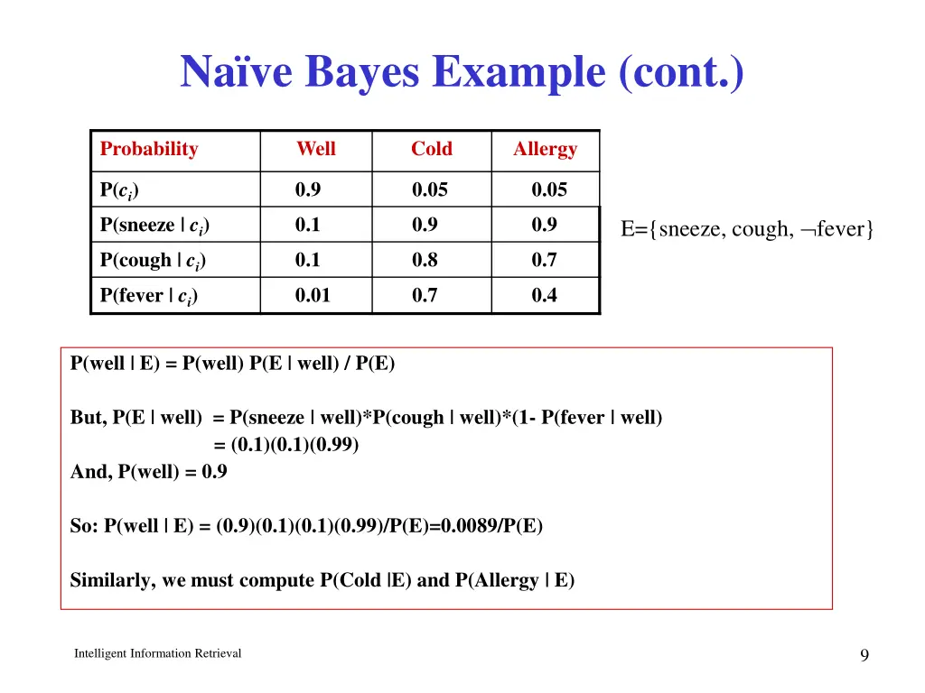 na ve bayes example cont