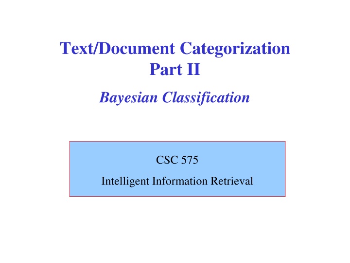 text document categorization part ii