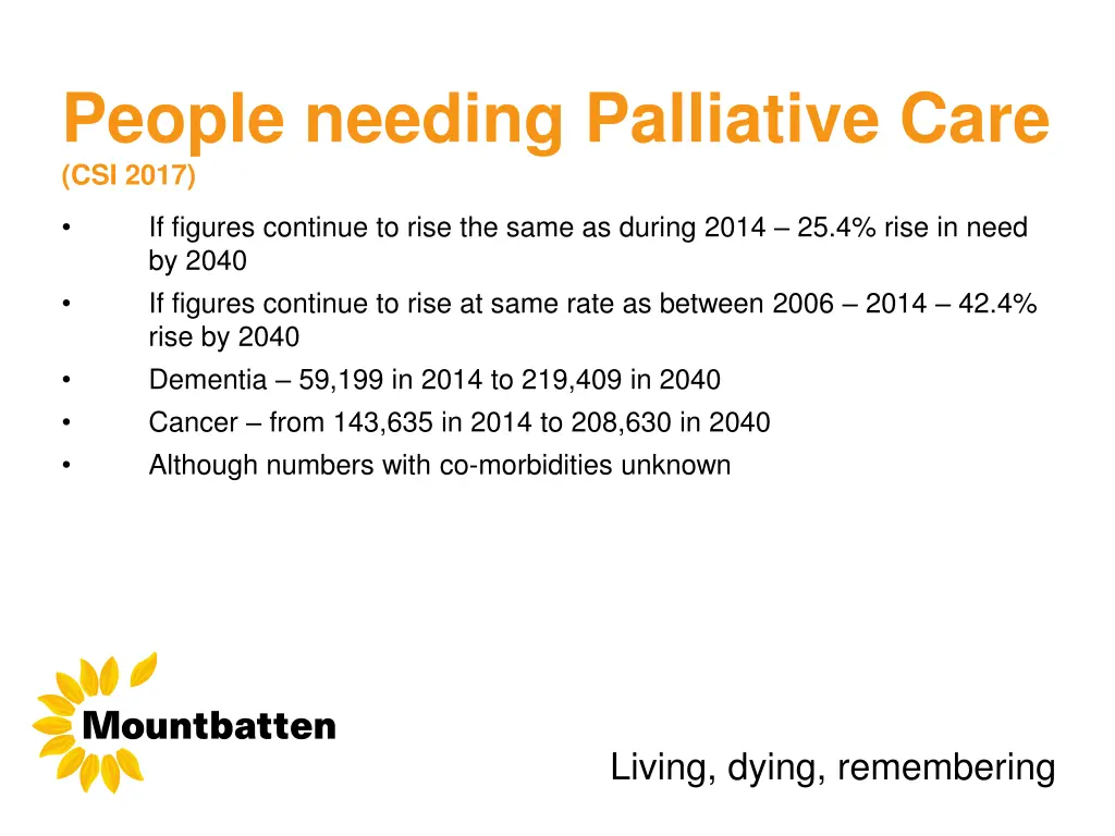 people needing palliative care csi 2017