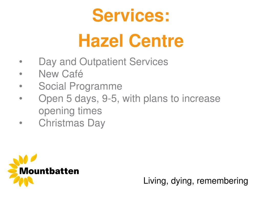 services hazel centre day and outpatient services