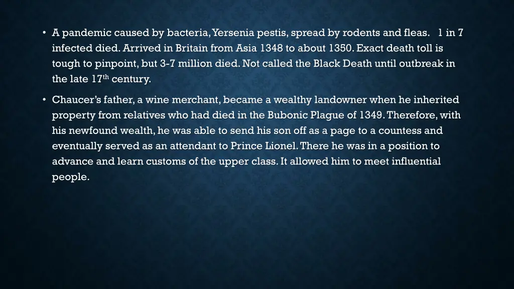 a pandemic caused by bacteria yersenia pestis