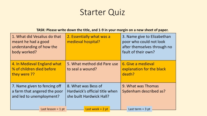 starter quiz