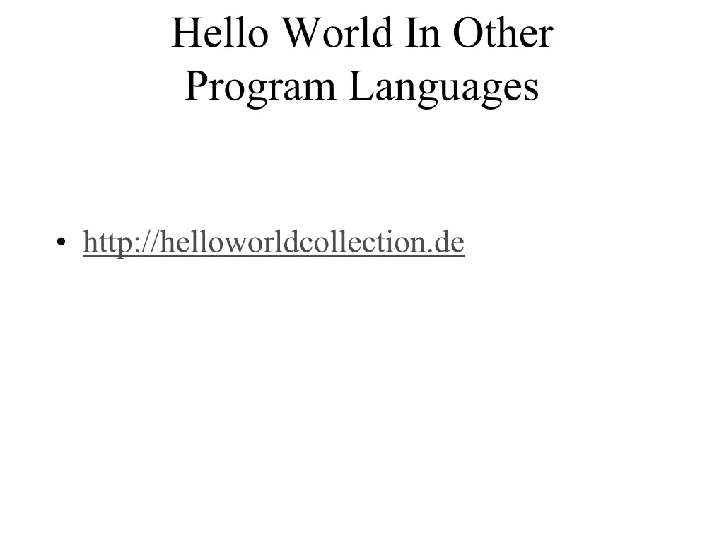 hello world in other program languages