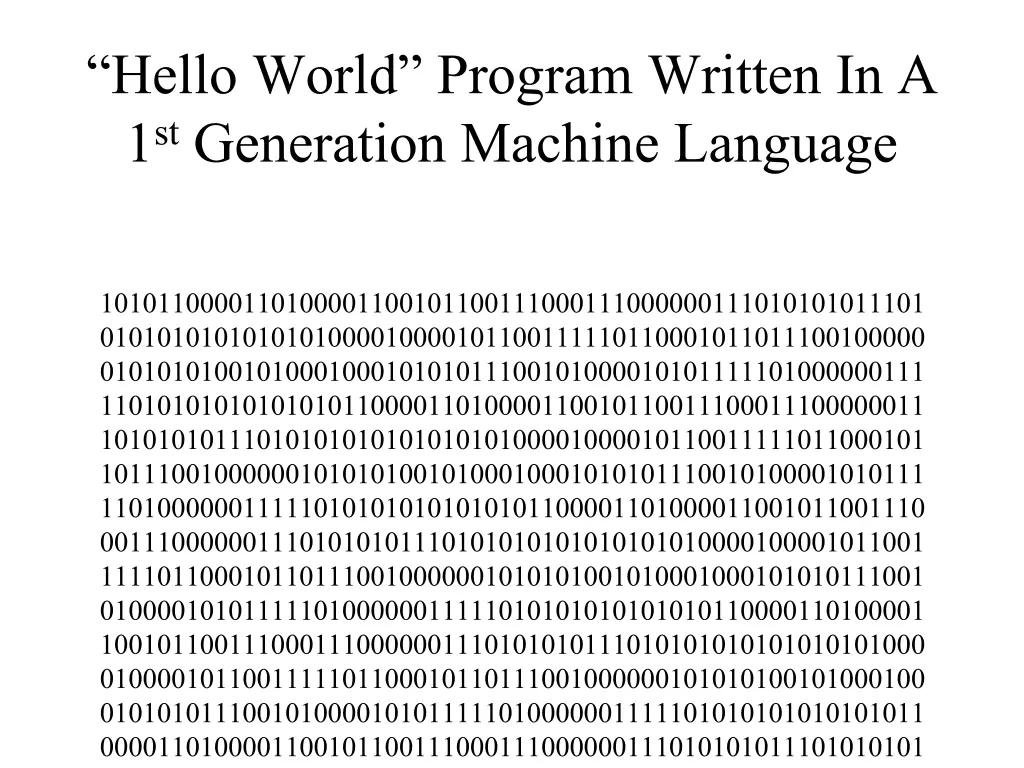 hello world program written in a 1 st generation