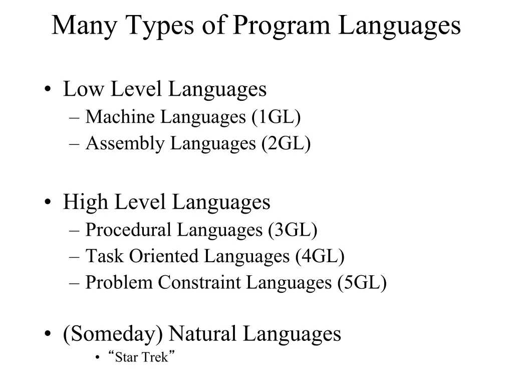 many types of program languages