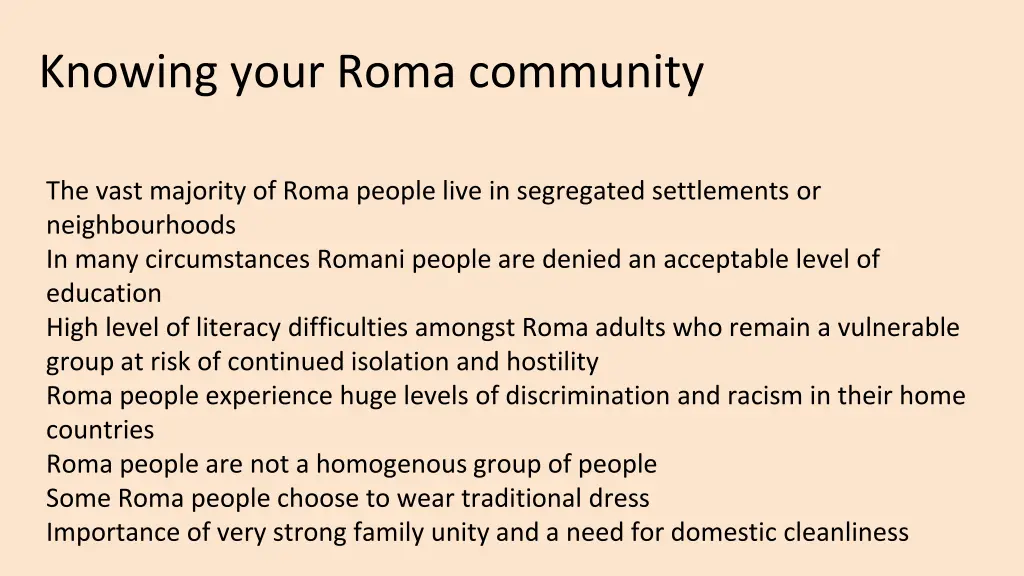 knowing your roma community 1