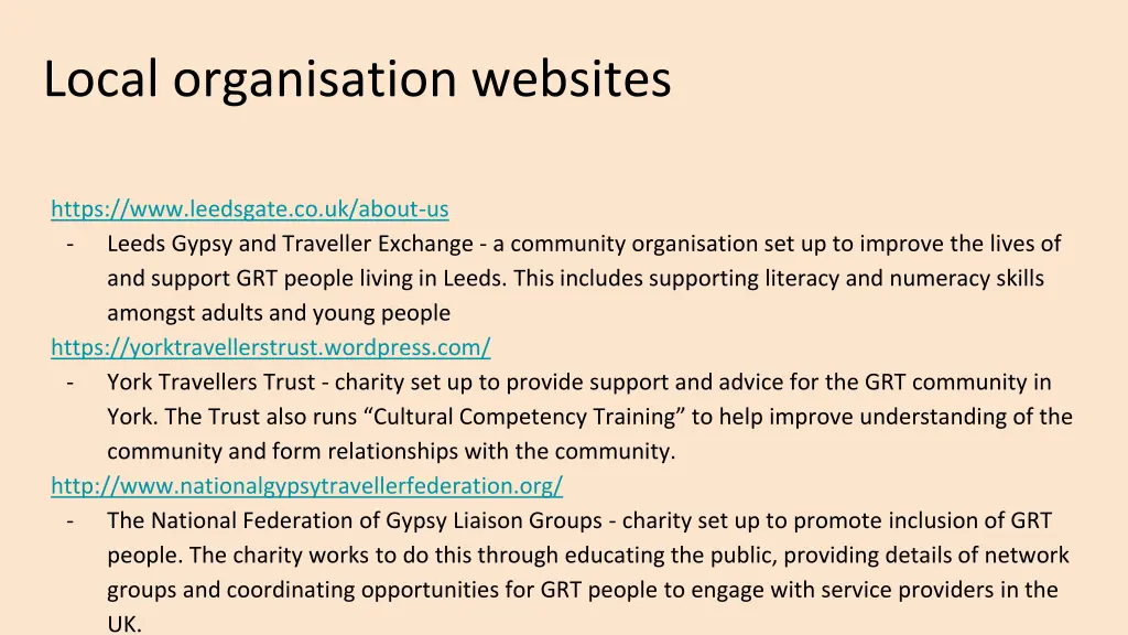 local organisation websites