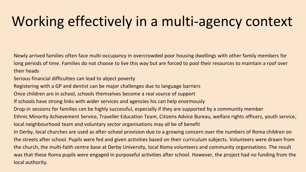 working effectively in a multi agency context