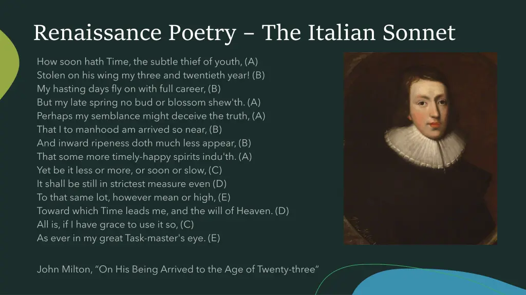 renaissance poetry the italian sonnet