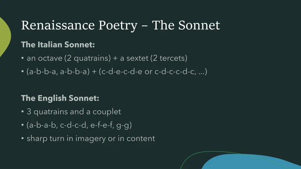 renaissance poetry the sonnet