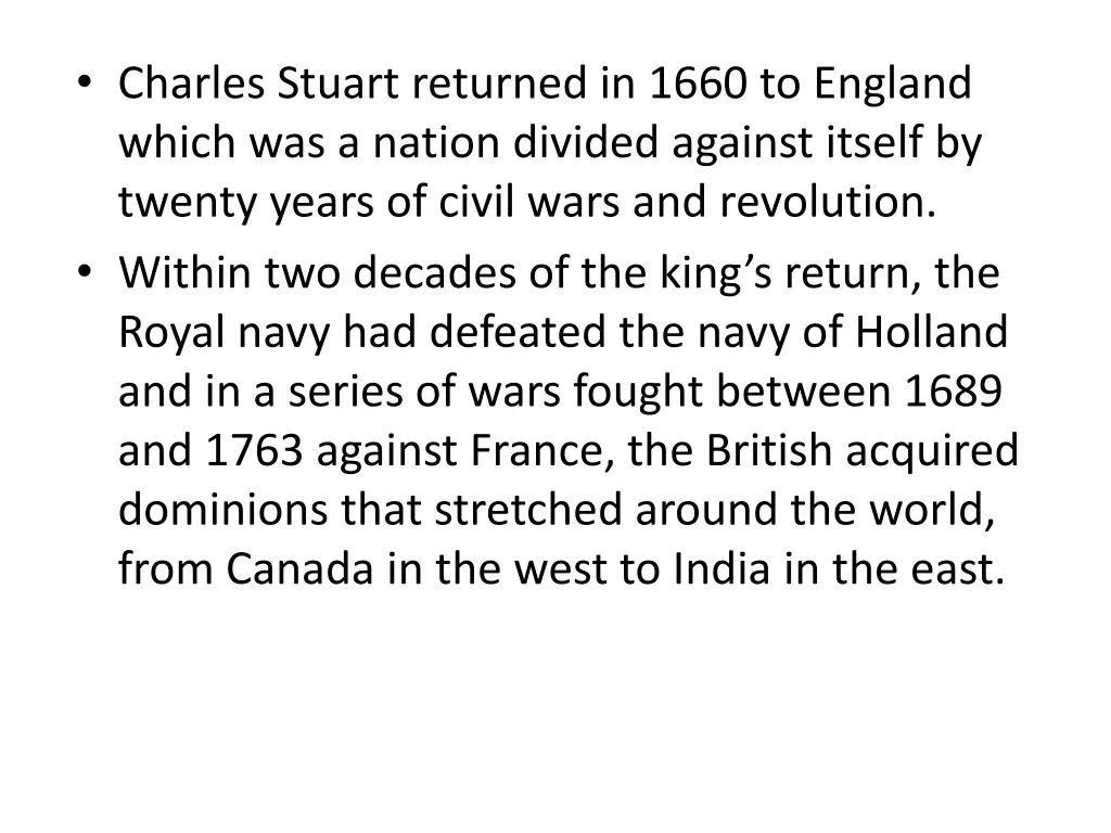 charles stuart returned in 1660 to england which