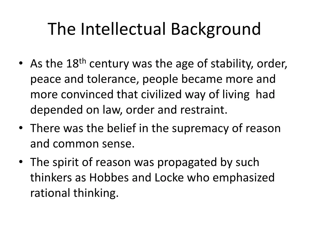 the intellectual background