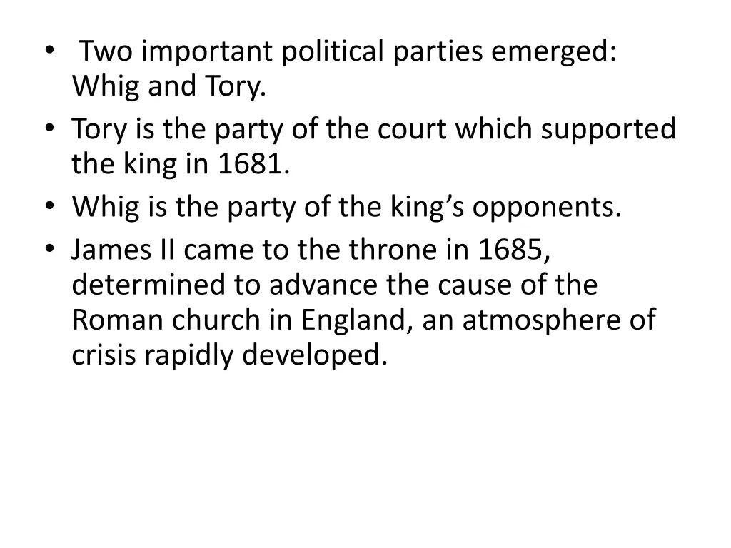 two important political parties emerged whig