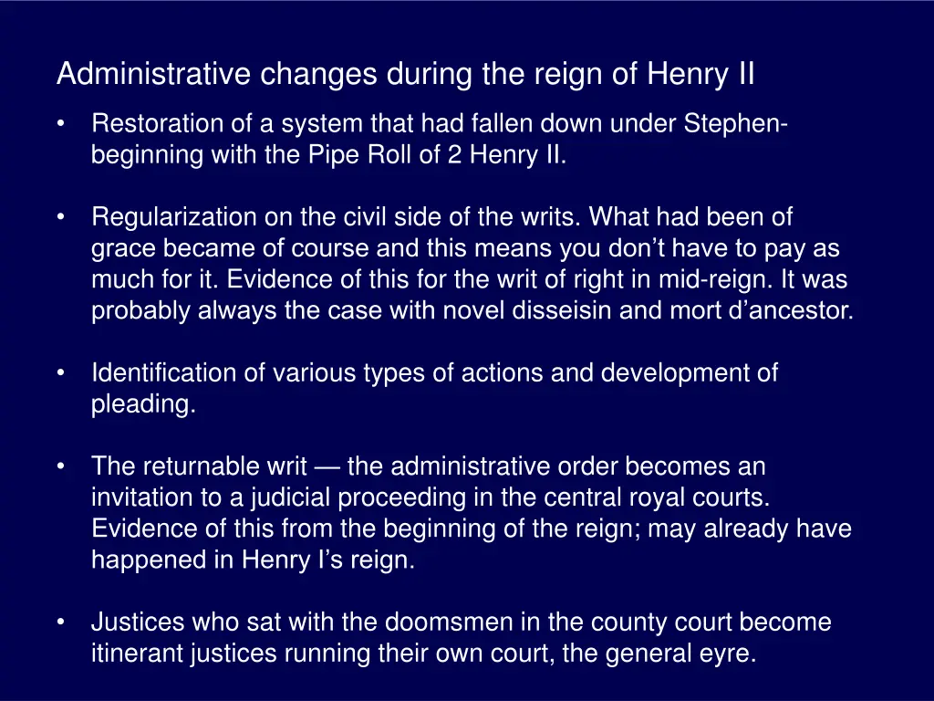 administrative changes during the reign of henry