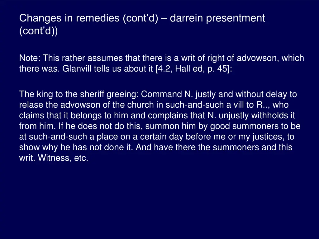 changes in remedies cont d darrein presentment