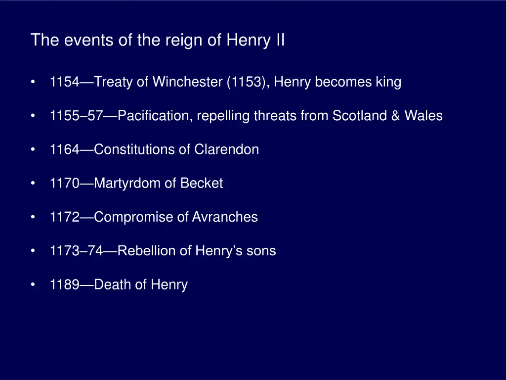 the events of the reign of henry ii