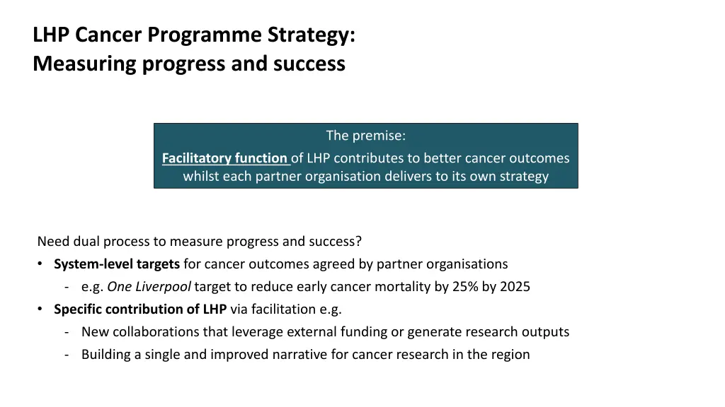 lhp cancer programme strategy measuring progress