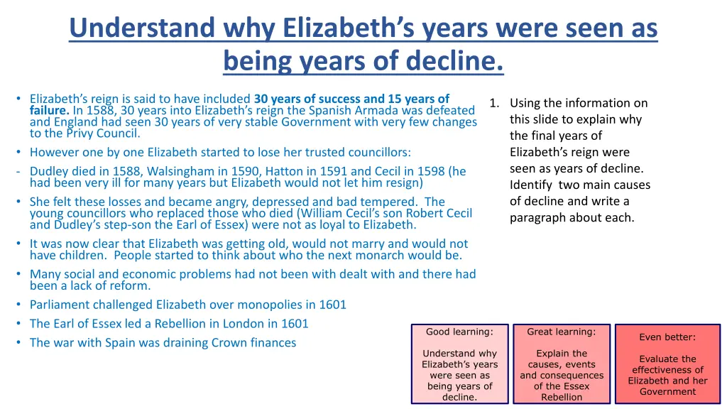 understand why elizabeth s years were seen