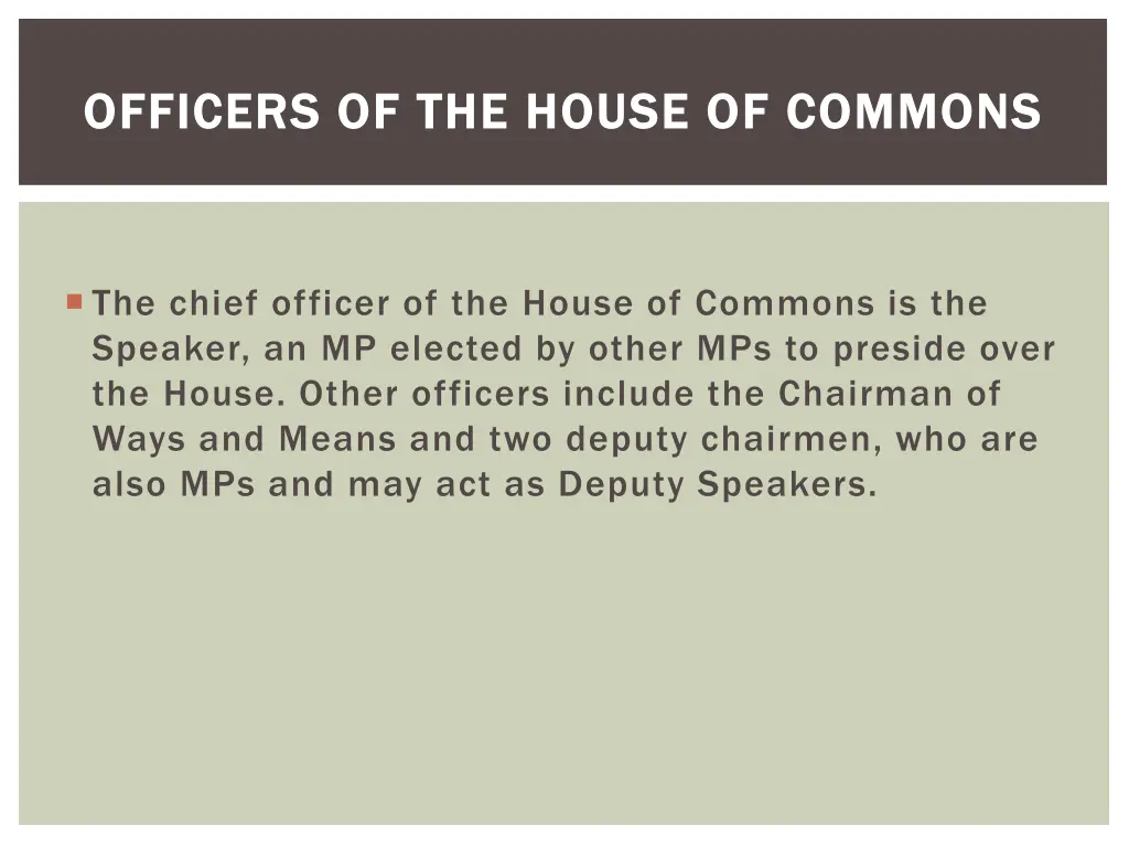 officers of the house of commons officers