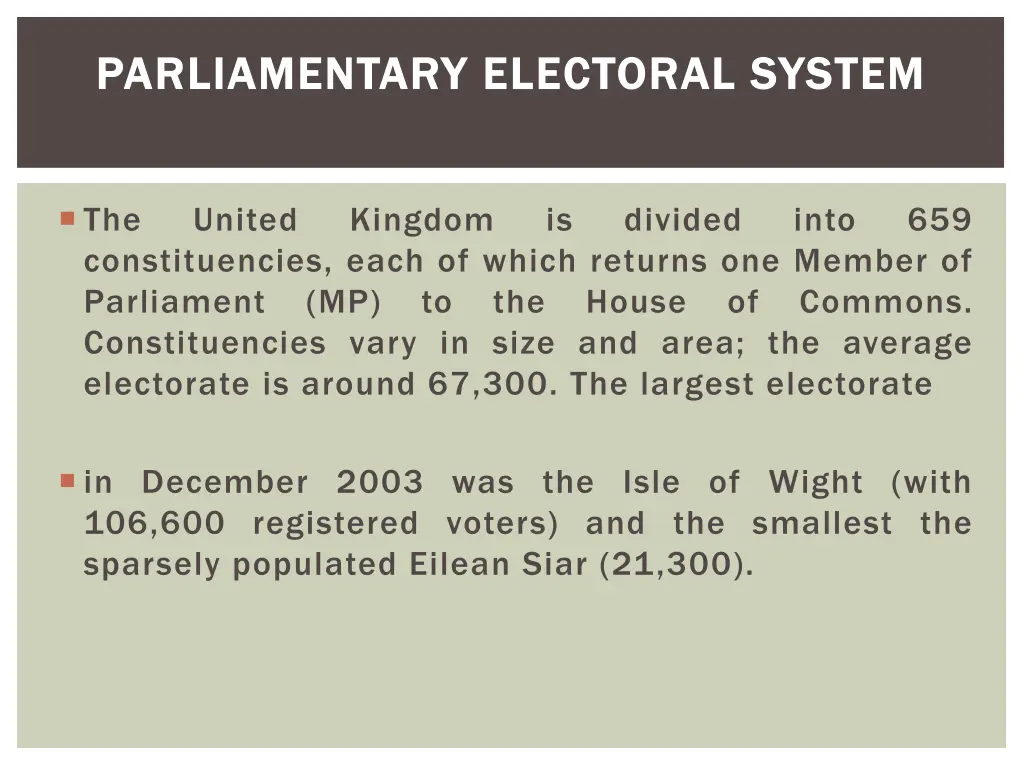 parliamentary electoral system parliamentary