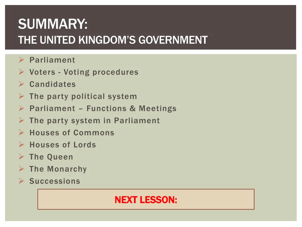 summary the united kingdom s government