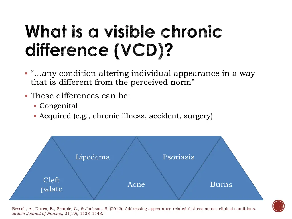 what is a visible chronic difference vcd