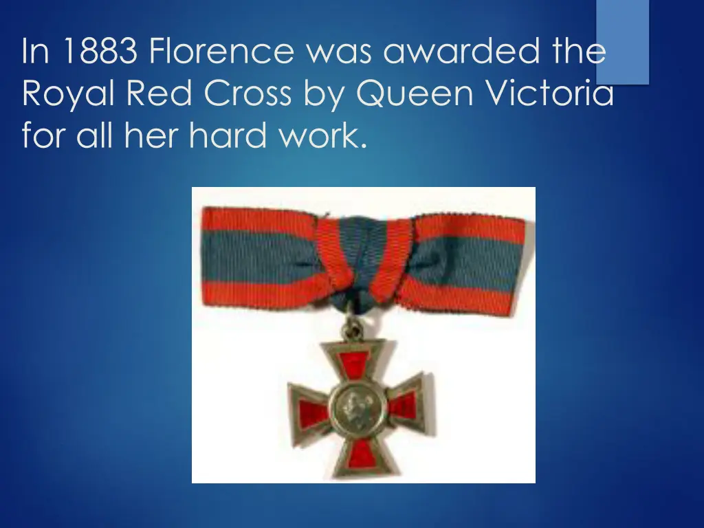 in 1883 florence was awarded the royal red cross