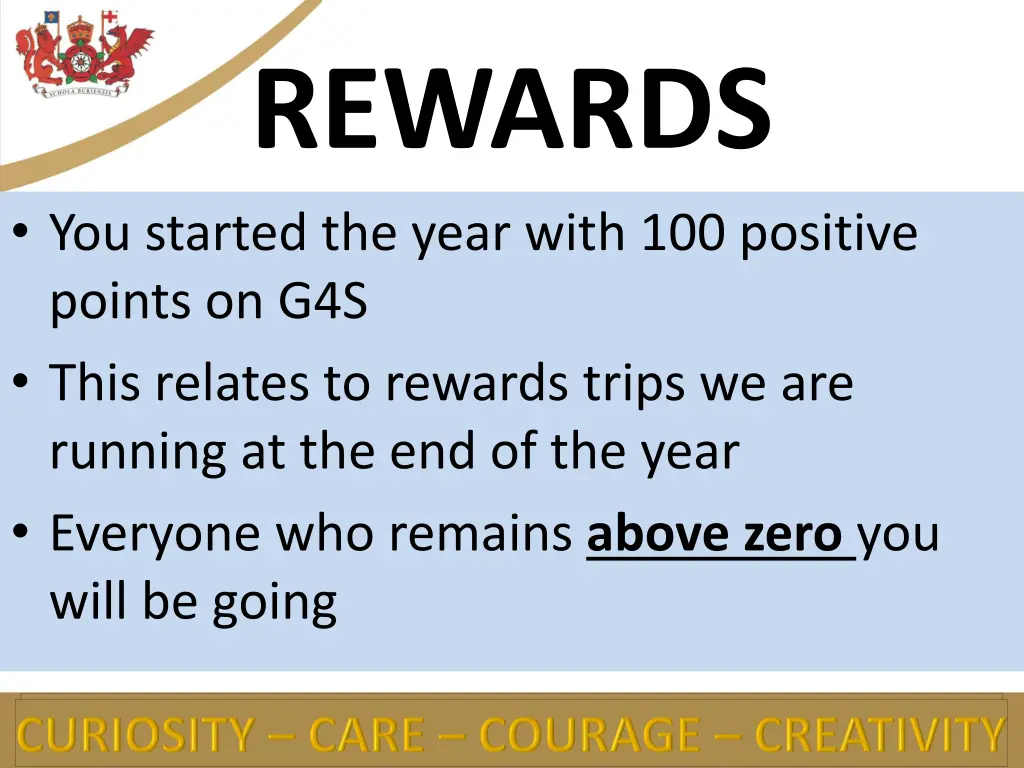 rewards you started the year with 100 positive