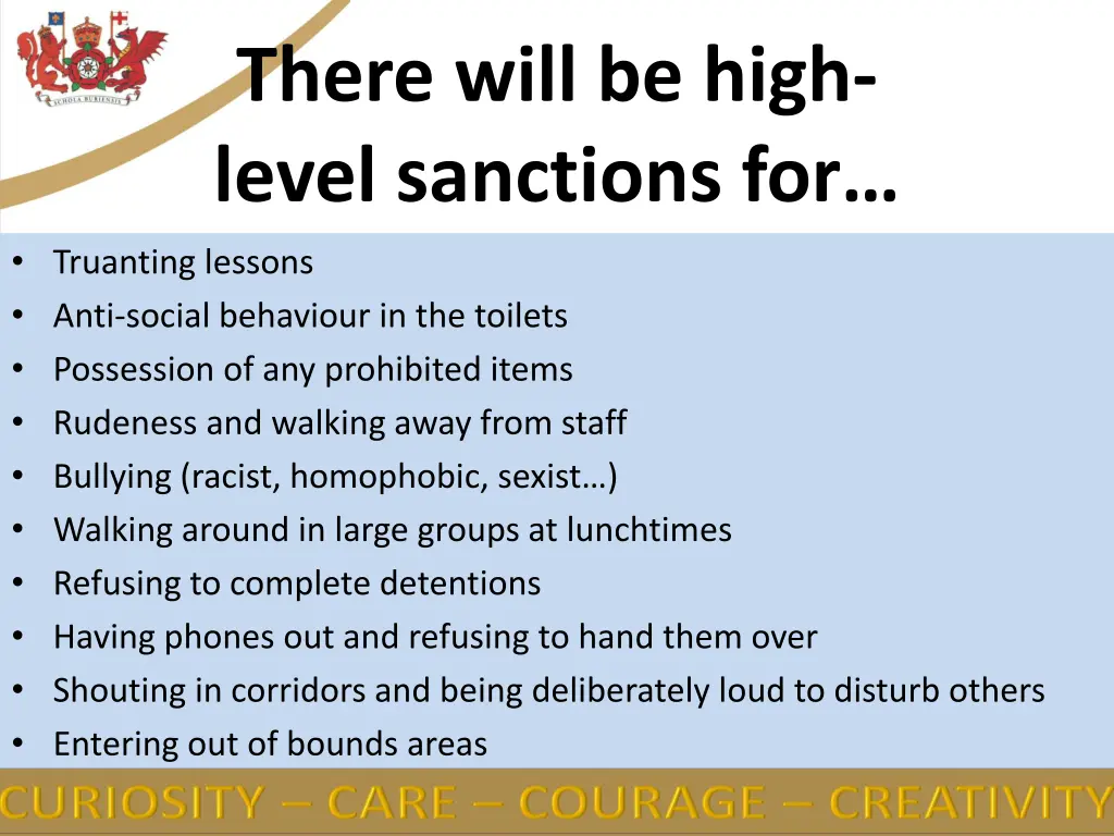 there will be high level sanctions for truanting