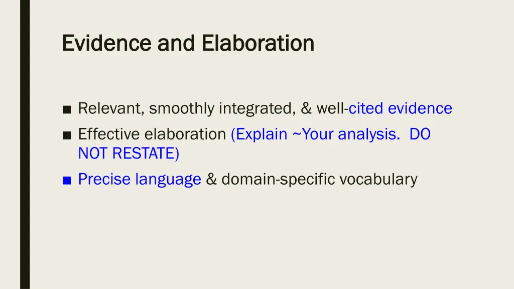 evidence and elaboration evidence and elaboration