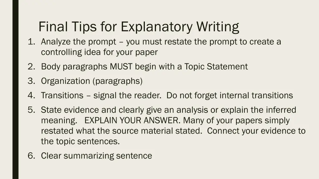 final tips for explanatory writing 1 analyze