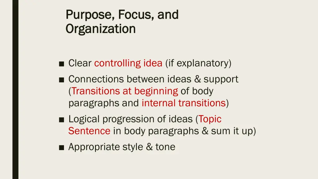 purpose focus and purpose focus and organization