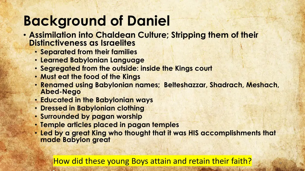 background of daniel assimilation into chaldean