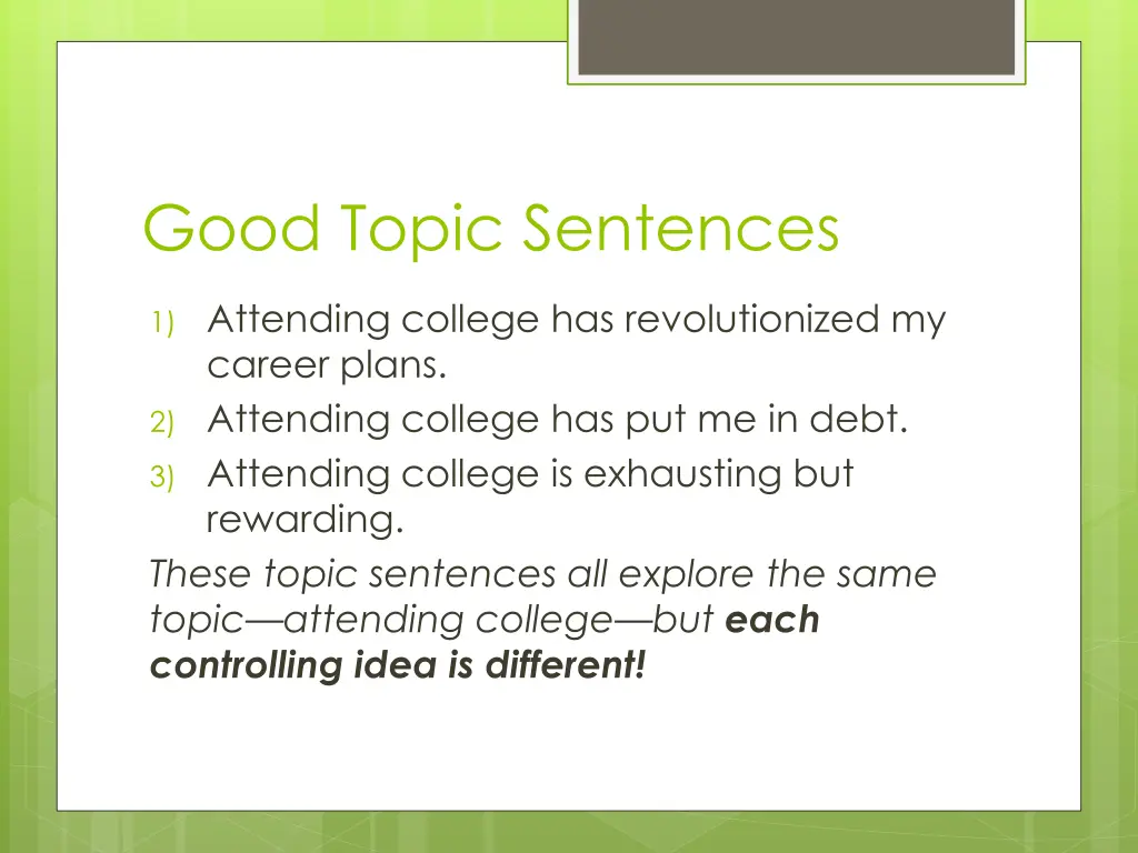 good topic sentences