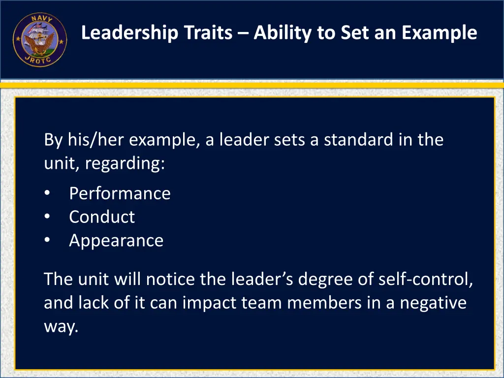 leadership traits ability to set an example