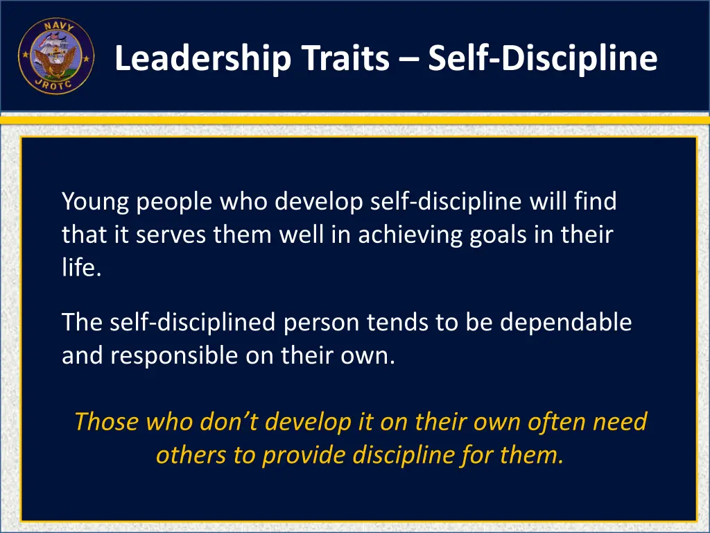 leadership traits self discipline