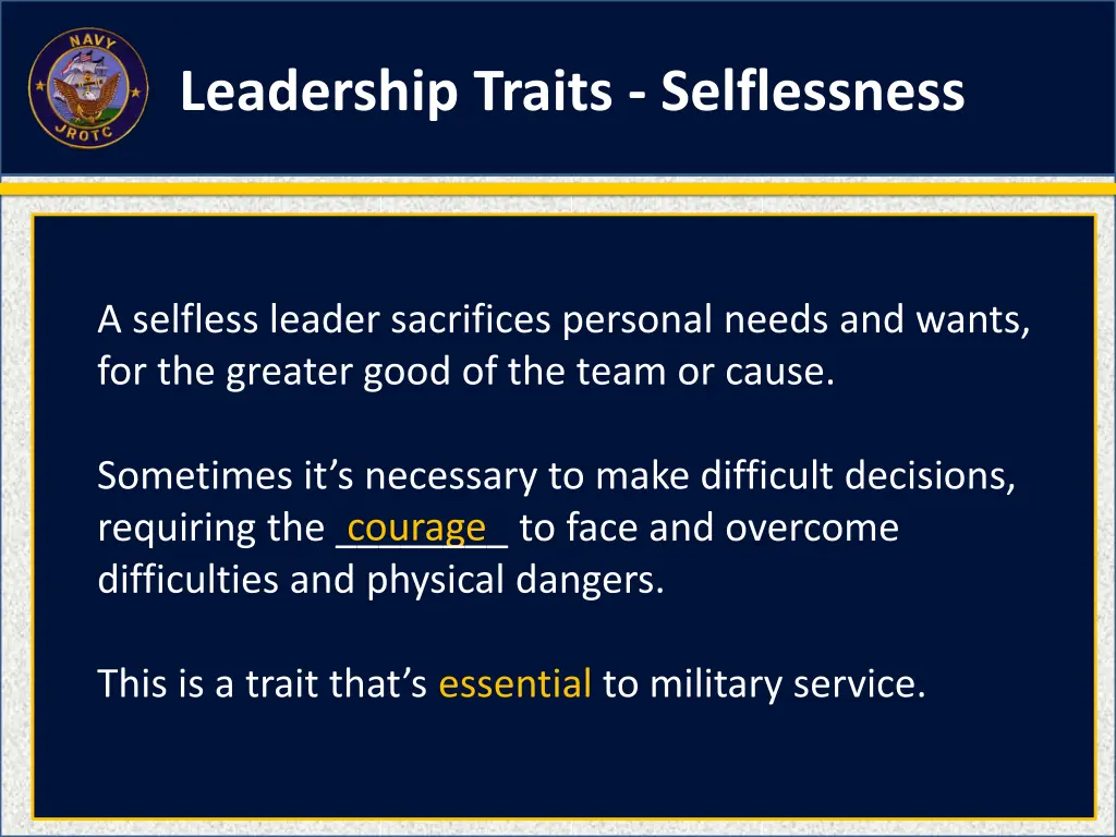 leadership traits selflessness