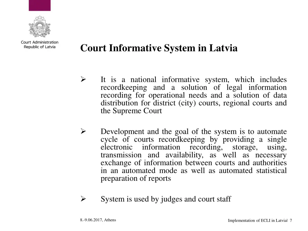 court informative system in latvia