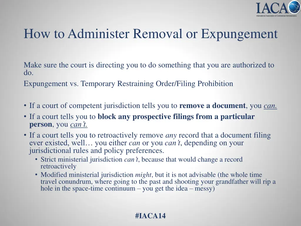 how to administer removal or expungement