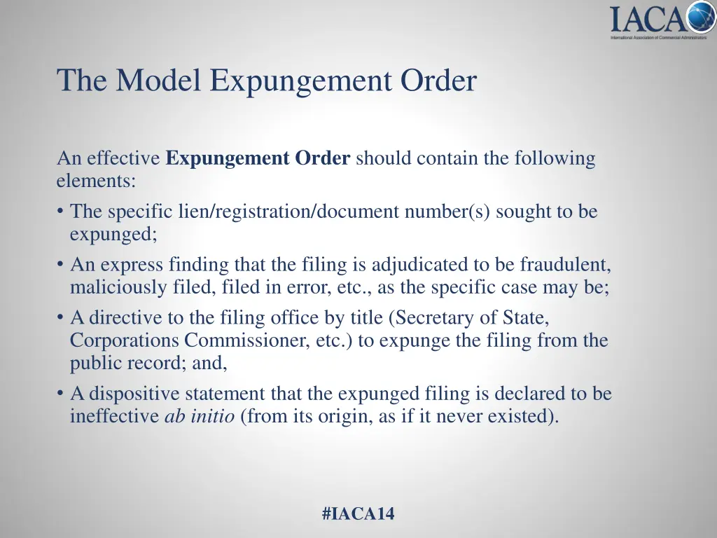 the model expungement order