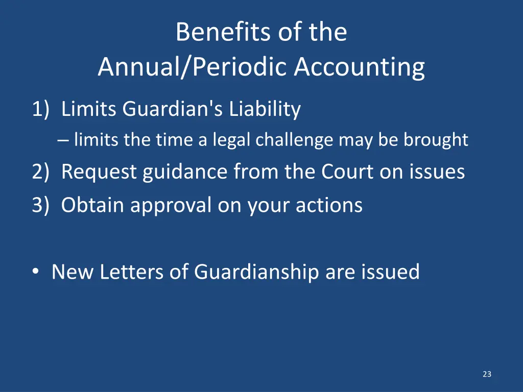 benefits of the annual periodic accounting