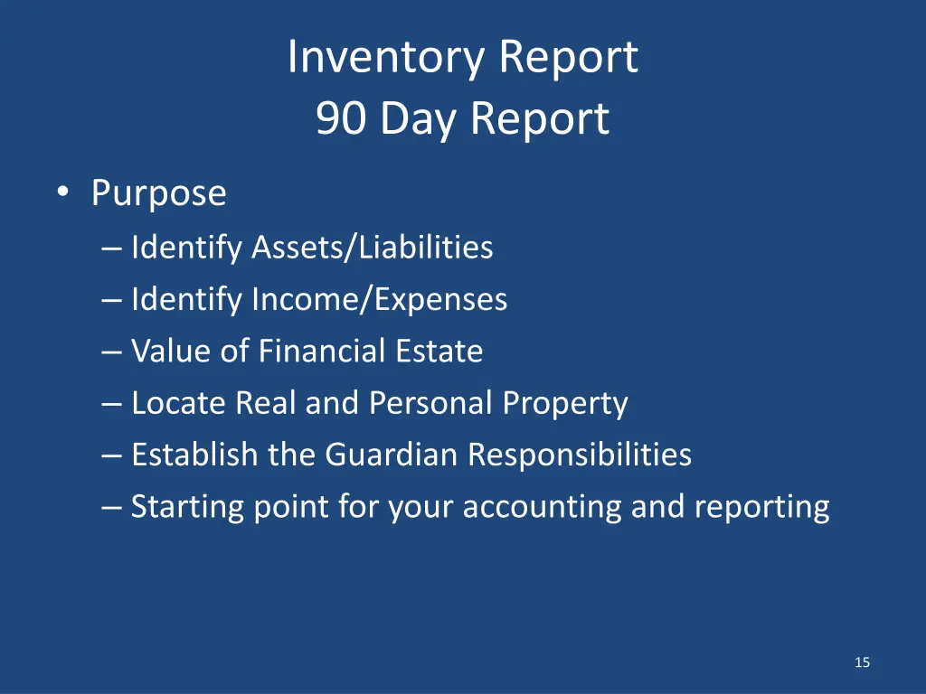 inventory report 90 day report