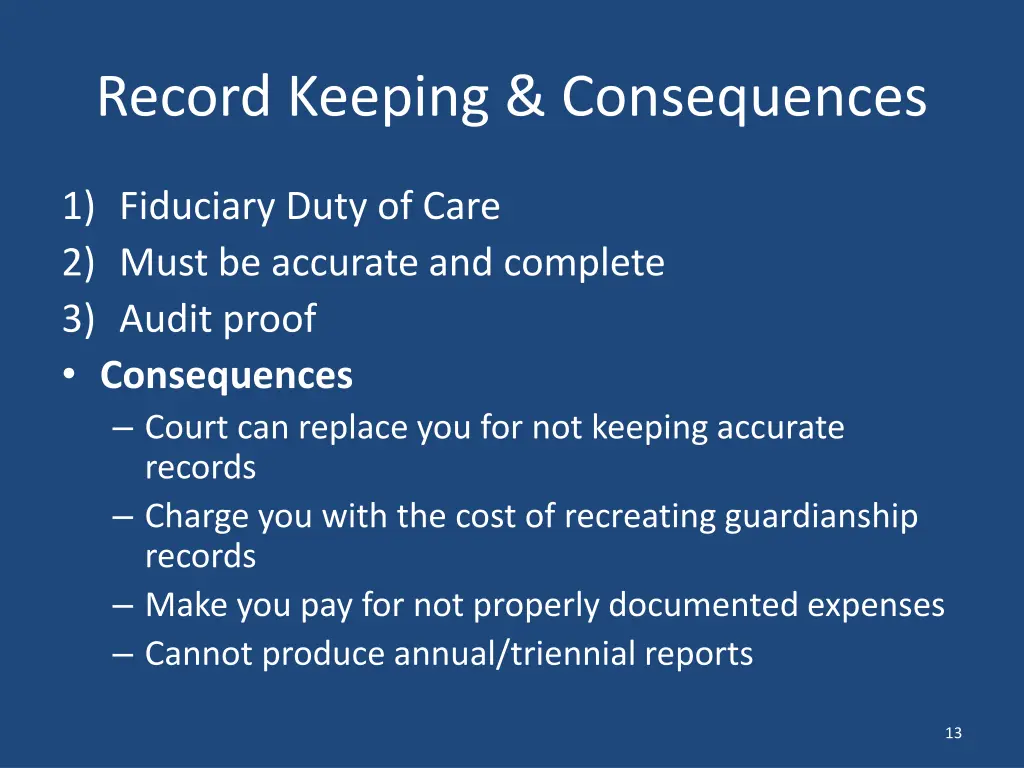 record keeping consequences