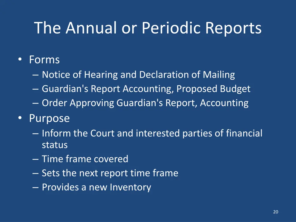 the annual or periodic reports