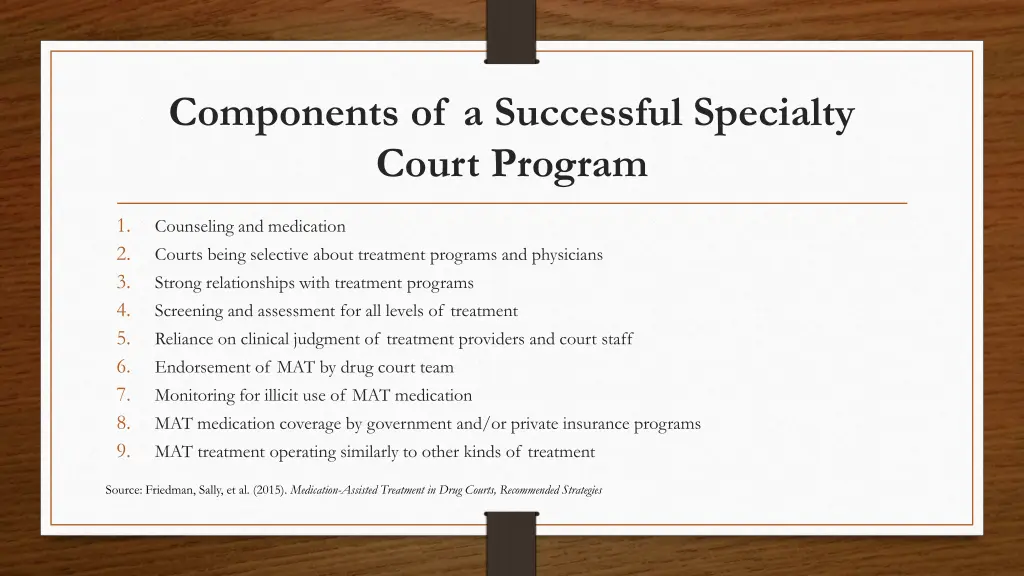 components of a successful specialty court program